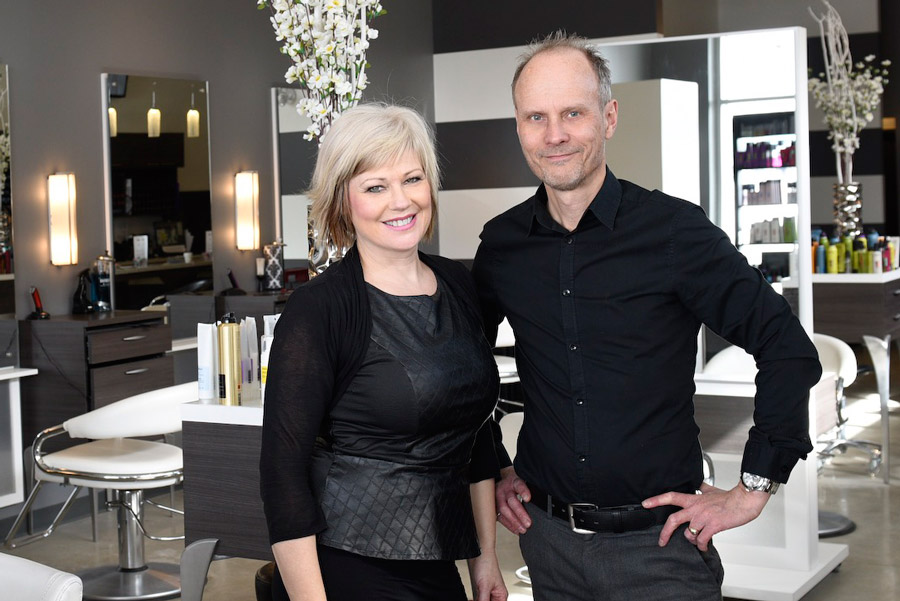 Lance and Kim Nielsen. Element Hair salon in Waterloo